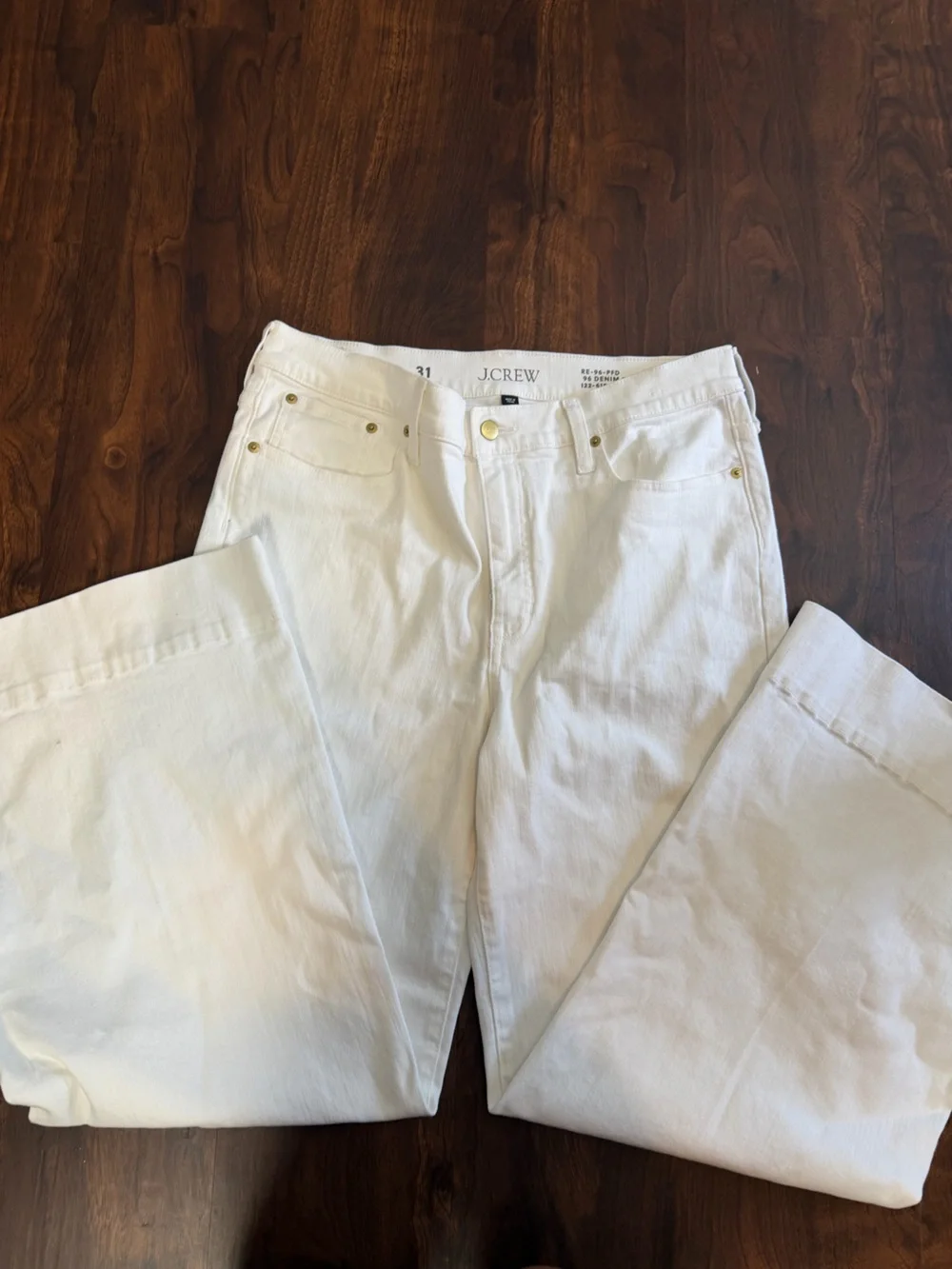 J.Crew White Wide Leg 96 Denim Trouser Jeans